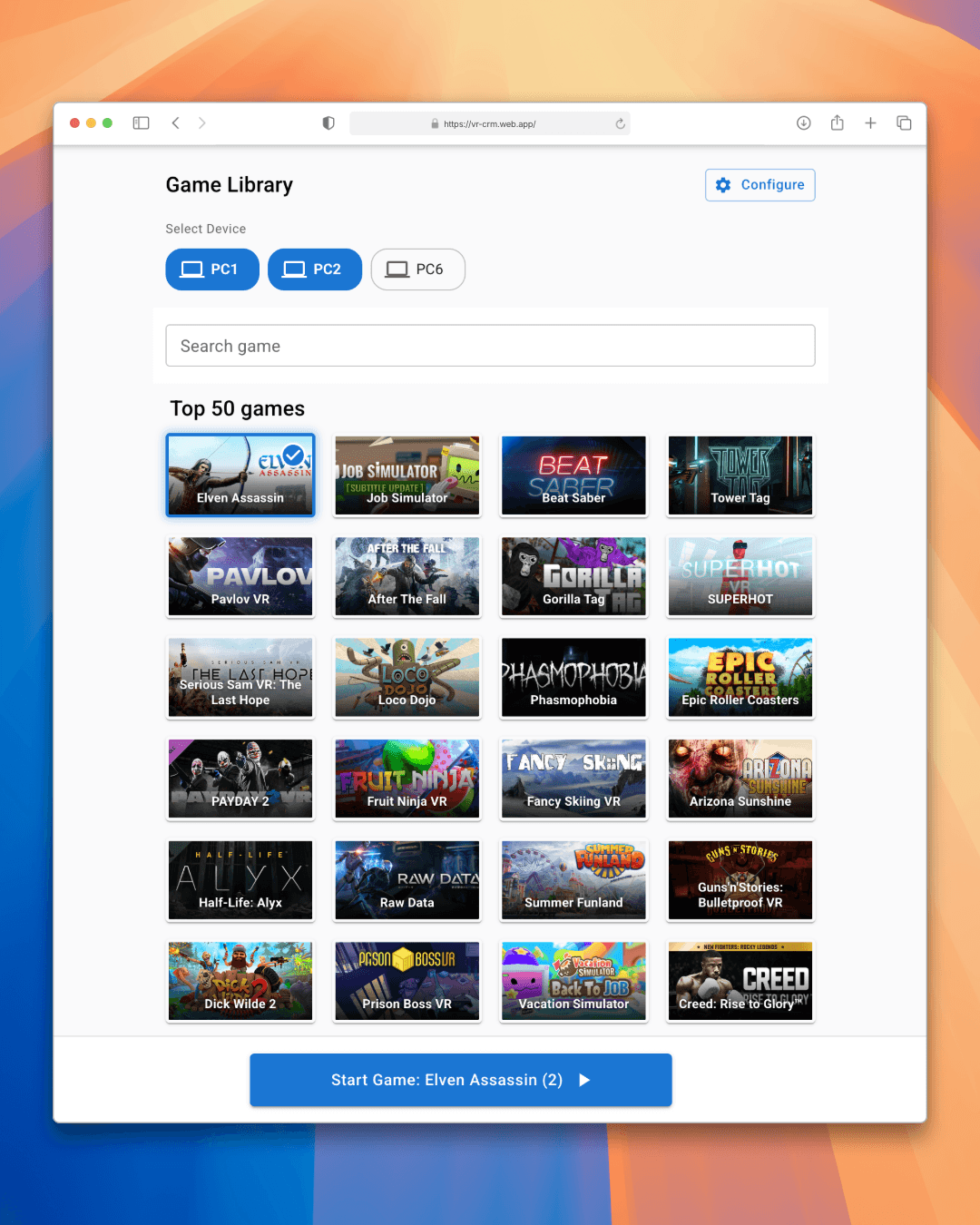 ArcadeOS Game Launcher launching SteamVR remotely
